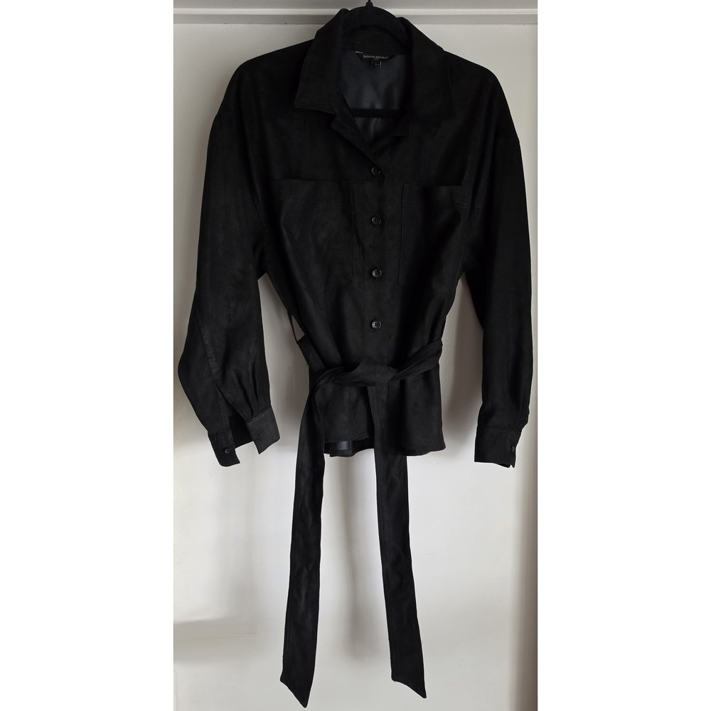 Banana Republic Shirt Women S Black Long Sleeve Collared Button-Up Top Blouse